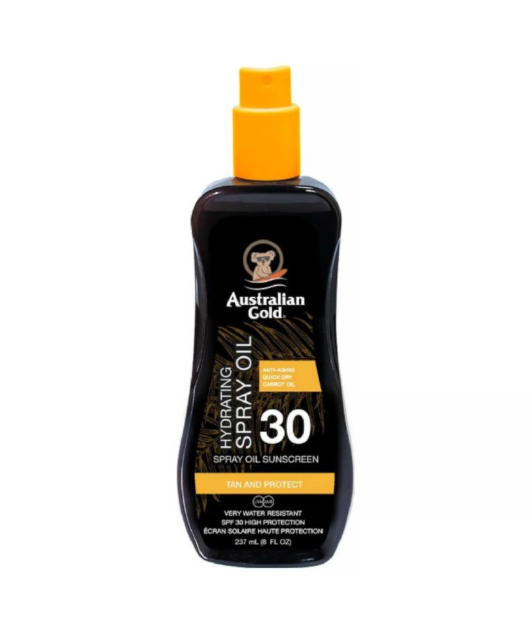 Australian Gold Hydrating Spray Oil SPF 30 su morkų aliejumi, 237ml