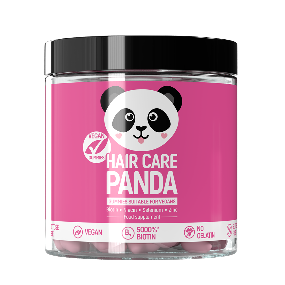 Maisto papildas „Hair Care Panda“ plaukų priežiūrai, 300 g, 60 guminukų