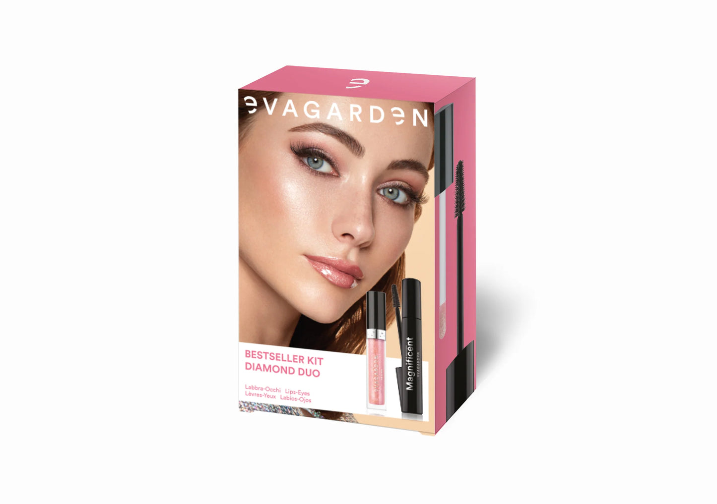 EVAGARDEN BESTSELLER KIT DIAMOND DUO – Blakstienas ilginančio tušo ir lūpų blizgesio rinkinys (856 nr)