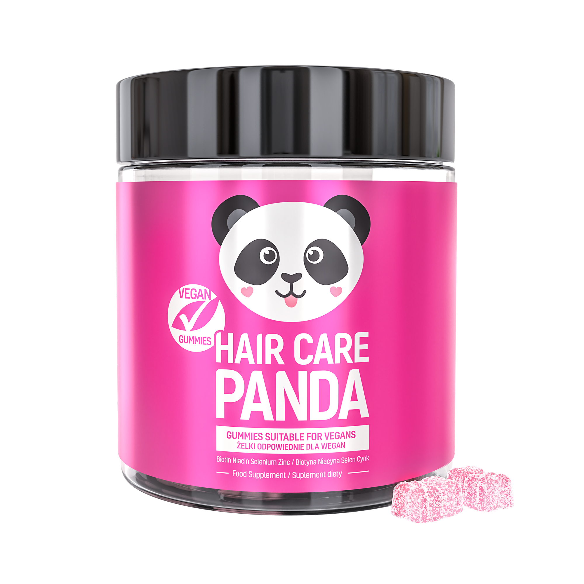 Maisto papildas „Hair Care Panda“ plaukų priežiūrai, 300 g, 60 guminukų