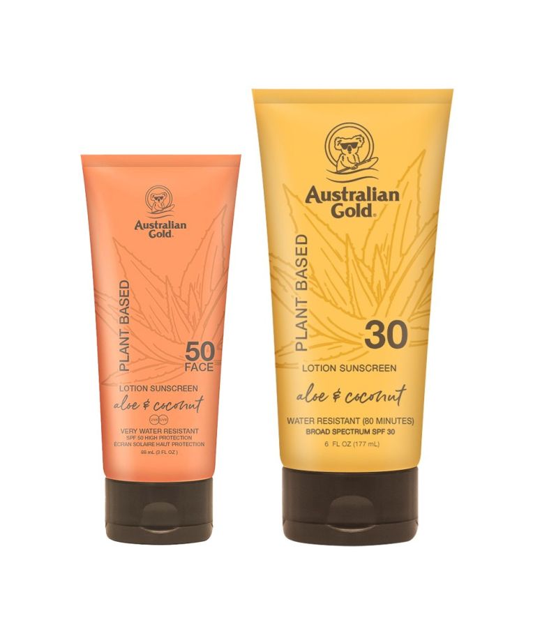 Australian Gold apsaugos nuo saulės Plant Based kremų rinkinys veidui SPF50 + kūnui SPF30