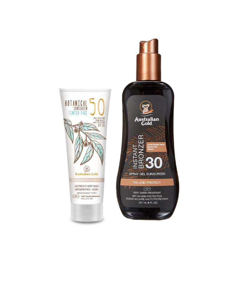 Australian Gold apsaugos nuo saulės kremų rinkinys Botanical SPF50 veidui + SPF30 kūnui